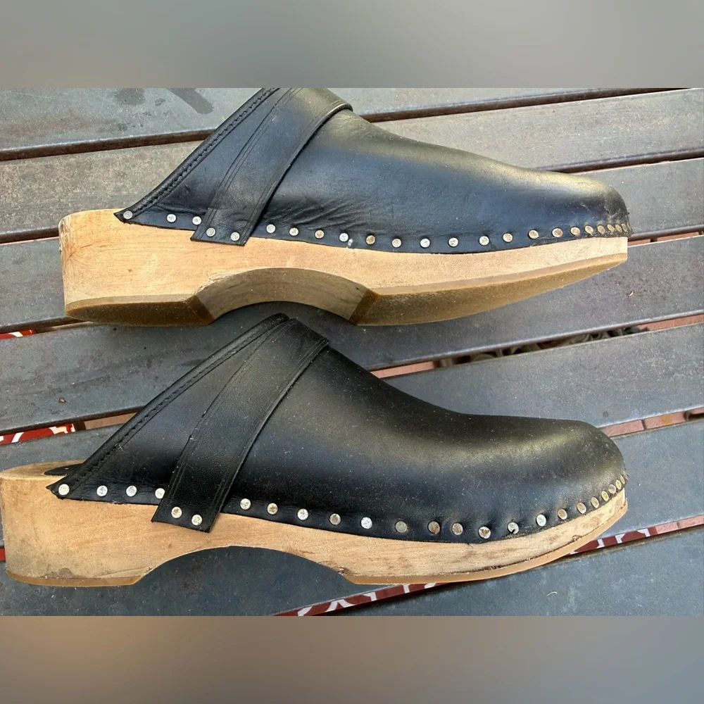 Isabel Marant Black Leather Mules with Wooden Sole 39/8 - Picture 4 of 8